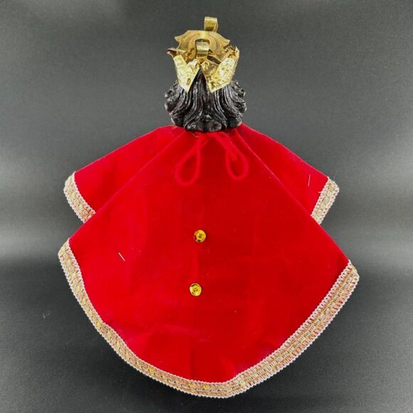 Child Jesus, The Santo Nino de Cebu Painted Wood & Flocked Cape Catholic VTG - Picture 2 of 13